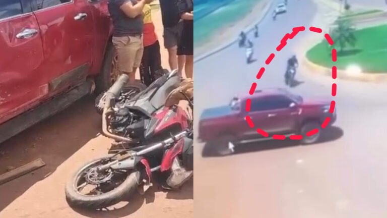 VÍDEO; Motociclista fica ferido após colisão com caminhonete na BR-230, em Itaituba