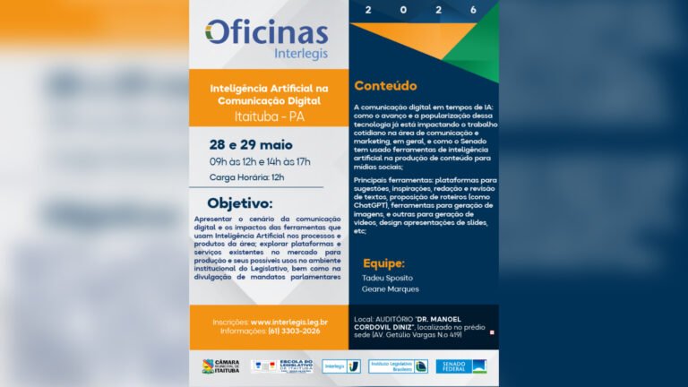 Câmara de Itaituba abre inscrições para oficina gratuita sobre Inteligência Artificial