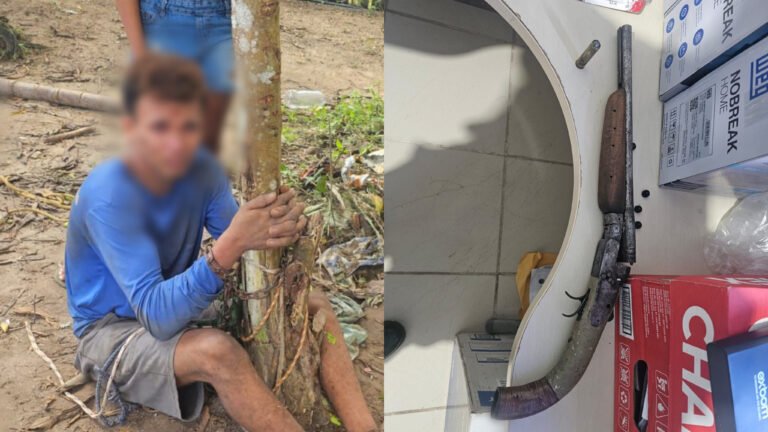VÍDEO; Homem é preso após ameaçar a própria mãe com arma caseira na zona rural de Breu Branco