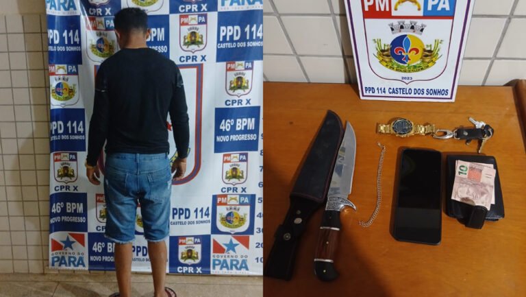 Homem é detido após ameaçar esposa com faca durante operação em Castelo de Sonhos