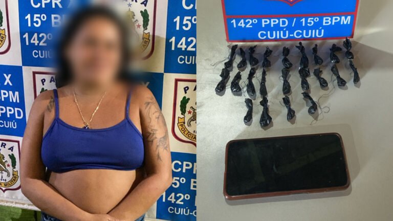 Mulher é flagrada com 22 porções de cocaína durante operação da PM em comunidade de Itaituba