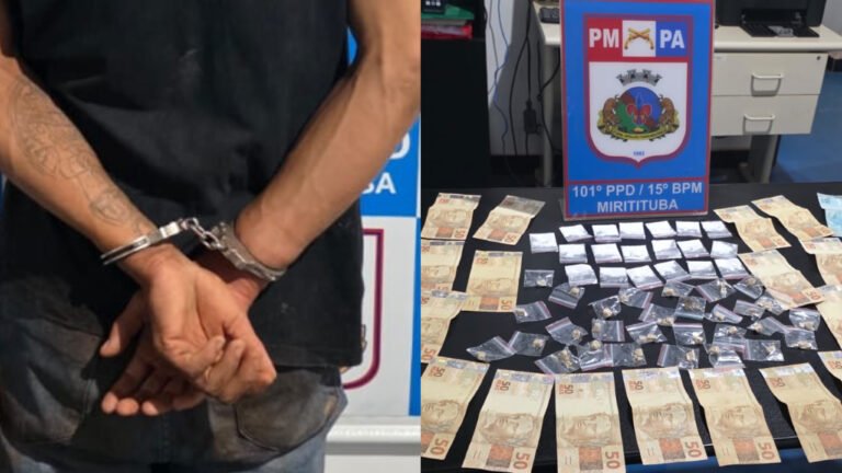 PM prende suspeito de tráfico e apreende drogas e R$ 2 mil em Miritituba