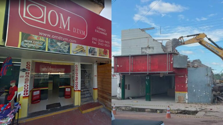 Fim de uma era: prédio histórico da Ouro Minas é demolido no centro de Itaituba