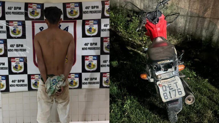 Polícia Militar registra recuperação de motocicleta roubada e prisão por agressão contra adolescente em Novo Progresso